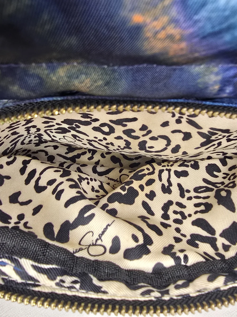 Jessica Simpson Blue and Gold Tie-Dye Quilted Backpack